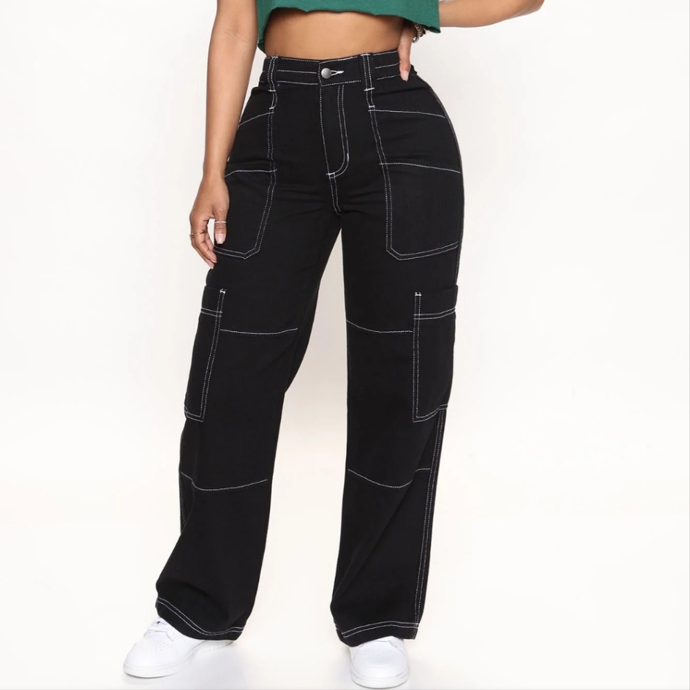 Cargo wide leg jeans